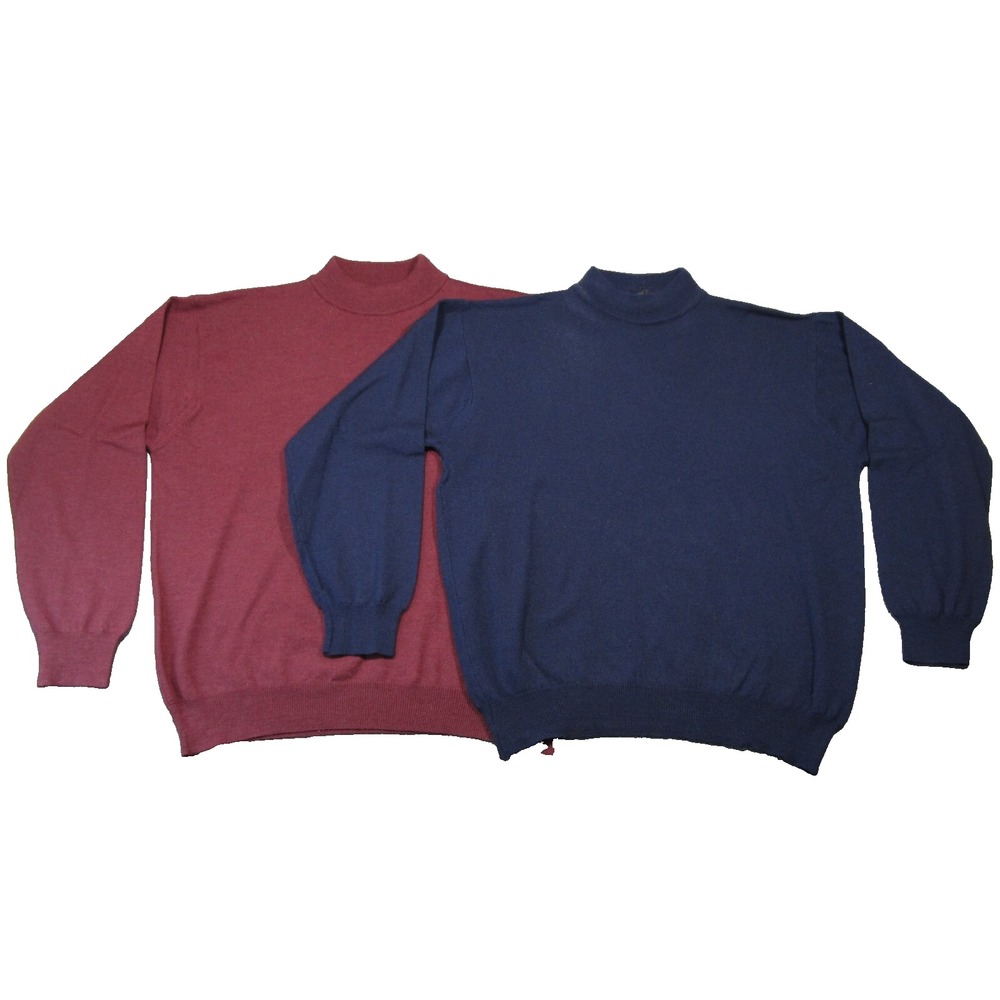 Cortina Italia Lot of 2 Merino Wool Sweaters Mens L Wine Navy Mock Neck Pullover